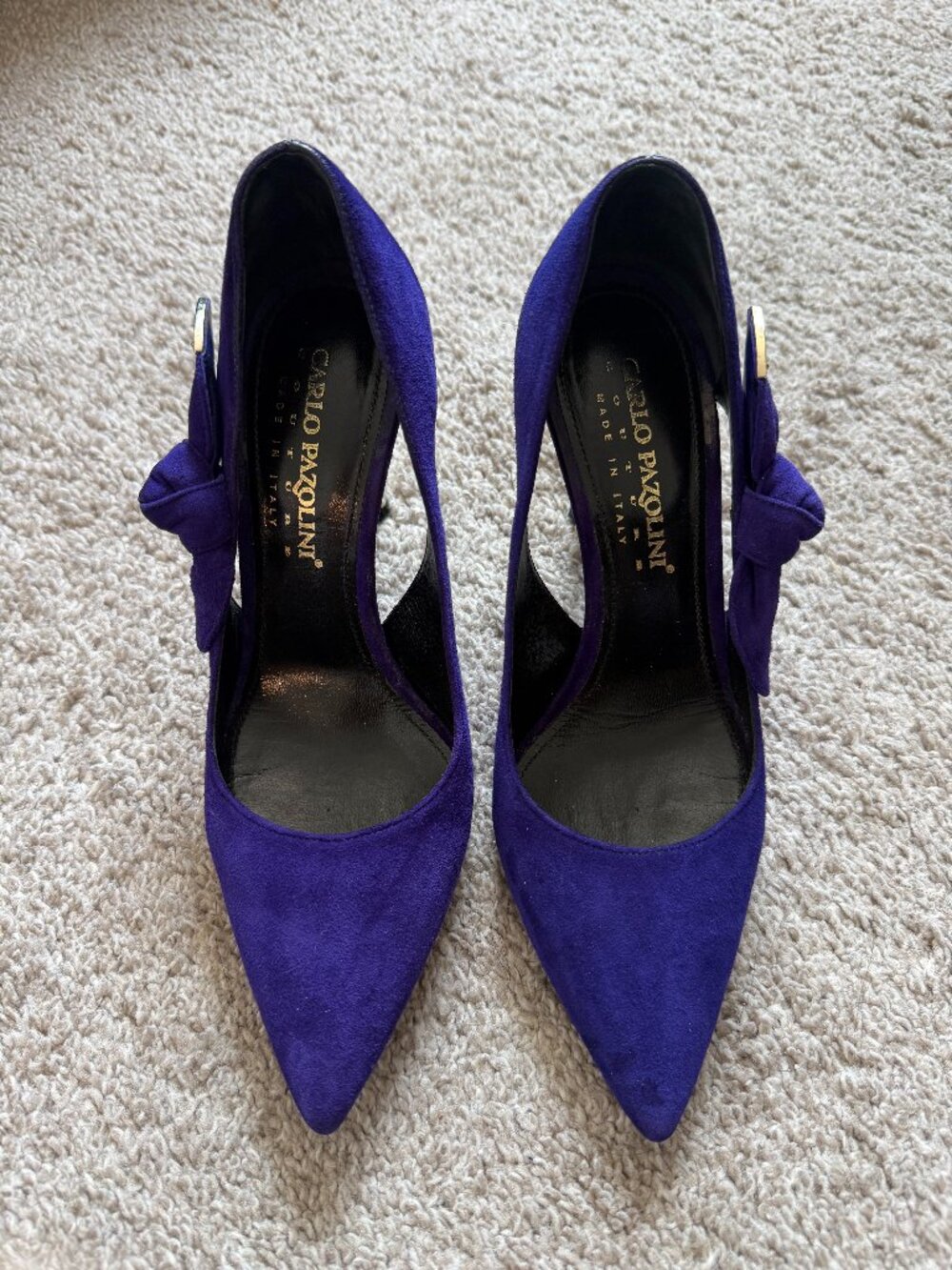 Suede Bow Pumps Sz 35 Indigo Purple Carlo Pazolini